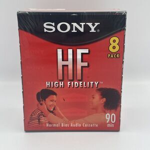 SONY 8 Pack HF 90 Minute Blank Audio Cassette‎ Tapes High Fidelity C-90HFL